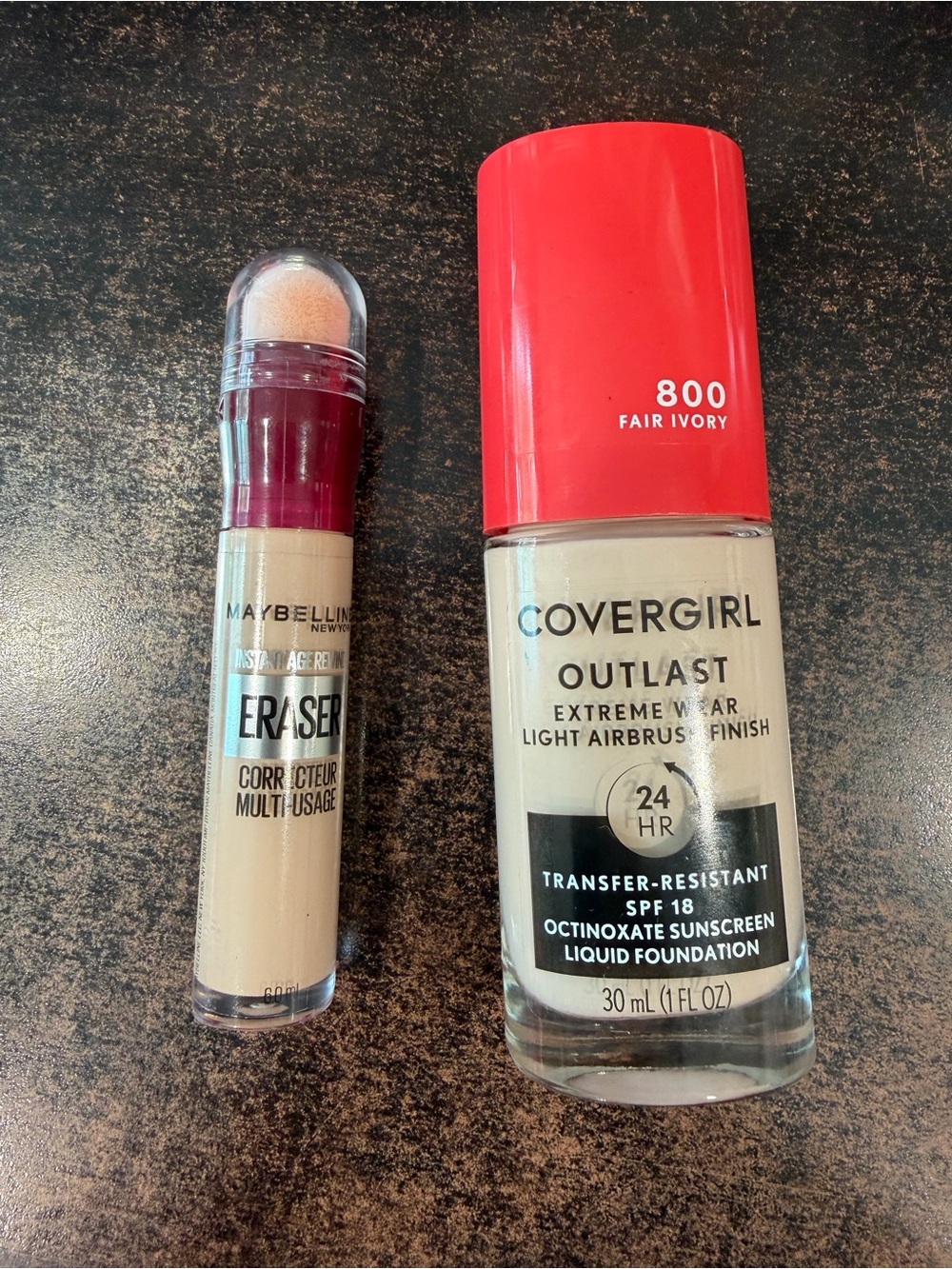 COVERGIRL Outlast Liquid Foundation & Maybelline Eraser Duo - Fair Ivory